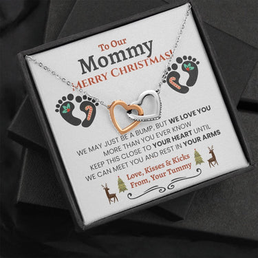 Our Mommy (Tummy) Christmas Interlocking Hearts Necklace - Love You This Much